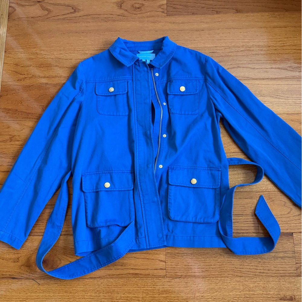 Draper James Blue Button-Up Jacket with Belt